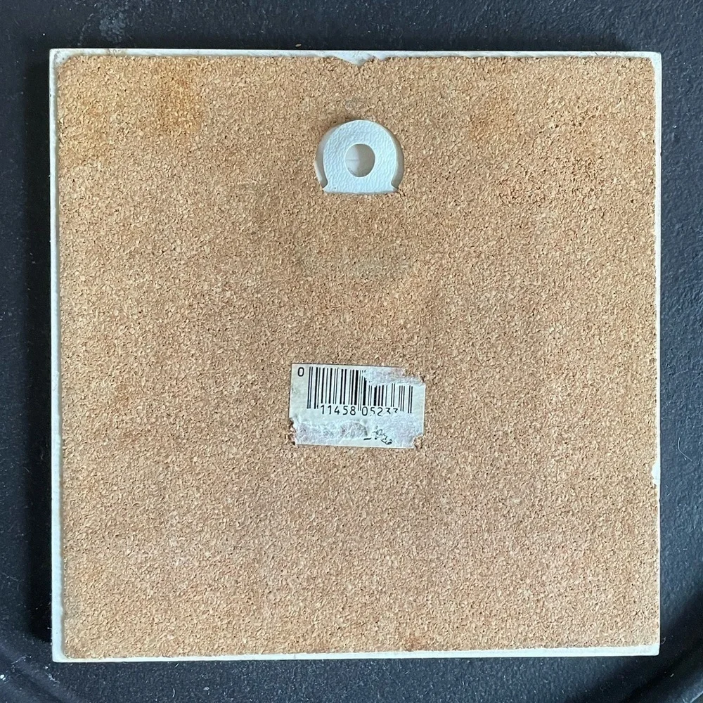 Vintage trivet ceramic tile Florida decor tray palm tree sunset 70s 80s